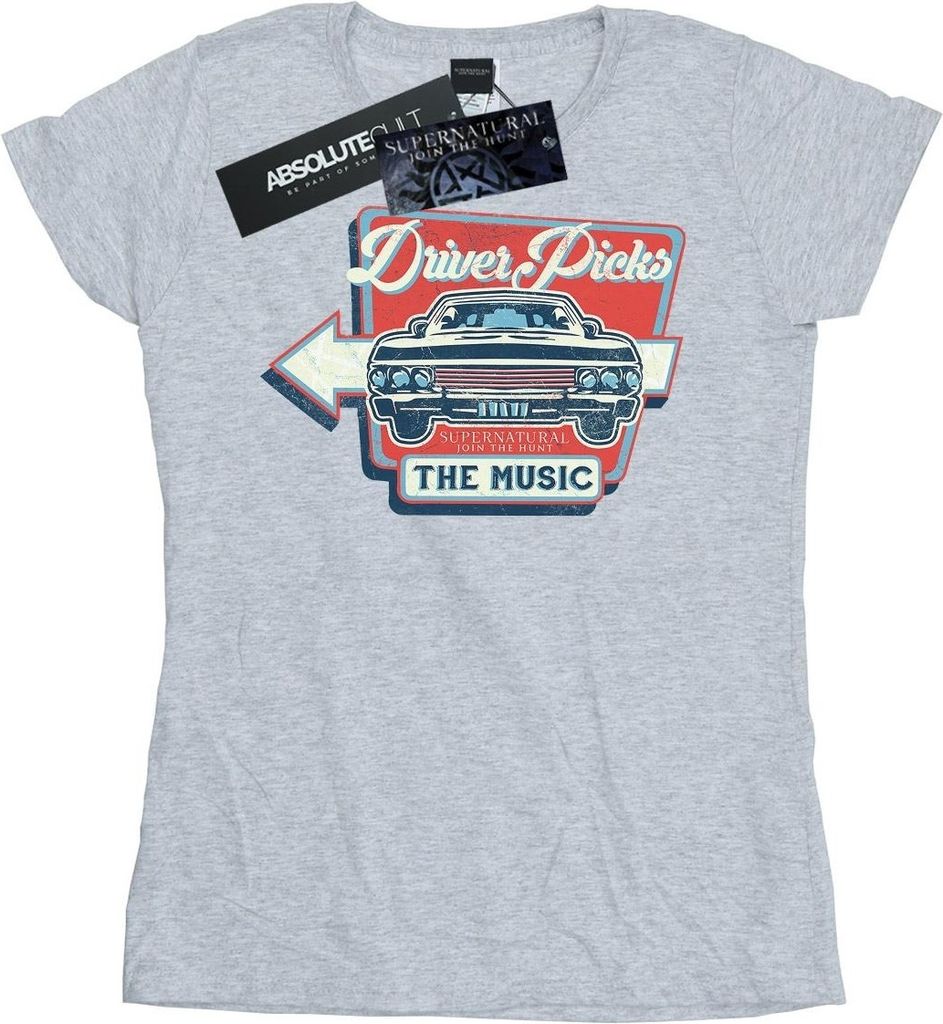 Supernatural - "Driver Picks The Music" T-Shirt für Damen BI40633 (XXL) (Grau)