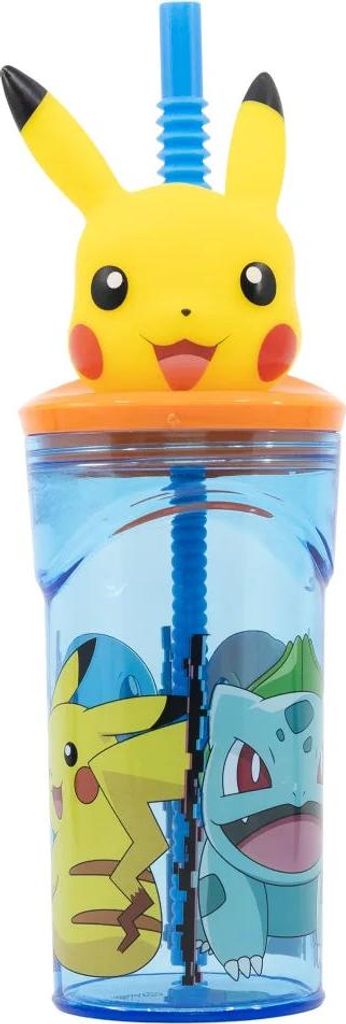 Pokemon Pikachu 3D Deckel Kinder Trinkbecher Becher mit integriertem Halm