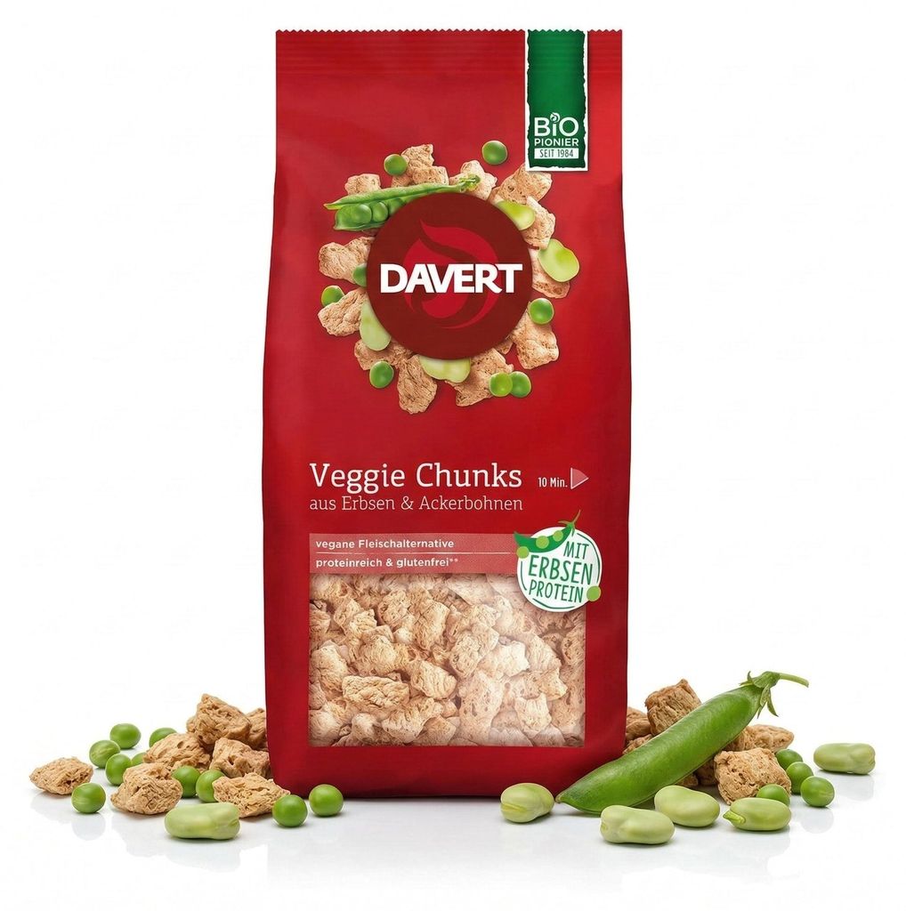 Davert Veggie Chunks mit Erbsenprotein 100g Produktbild 