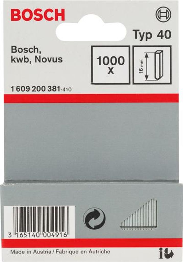 Stift Typ 40, 16 mm, 1000er-Pack