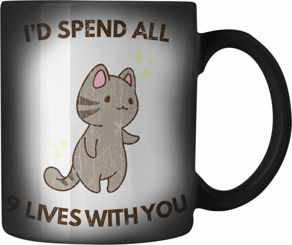 Trendation - Valentinstag Farbwechsel Zauber-Tasse Geschenk für Ihn Sie Lustig Katzenliebhaber Geschenkidee Becher Freund Freundin Liebe Paare (Sc...