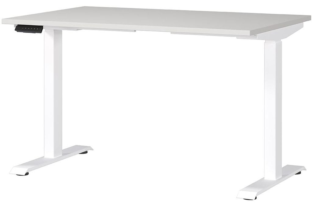 Schreibtisch 120cm, elektrisch höhenverstellbar, grau/weiß, JESOLO-01