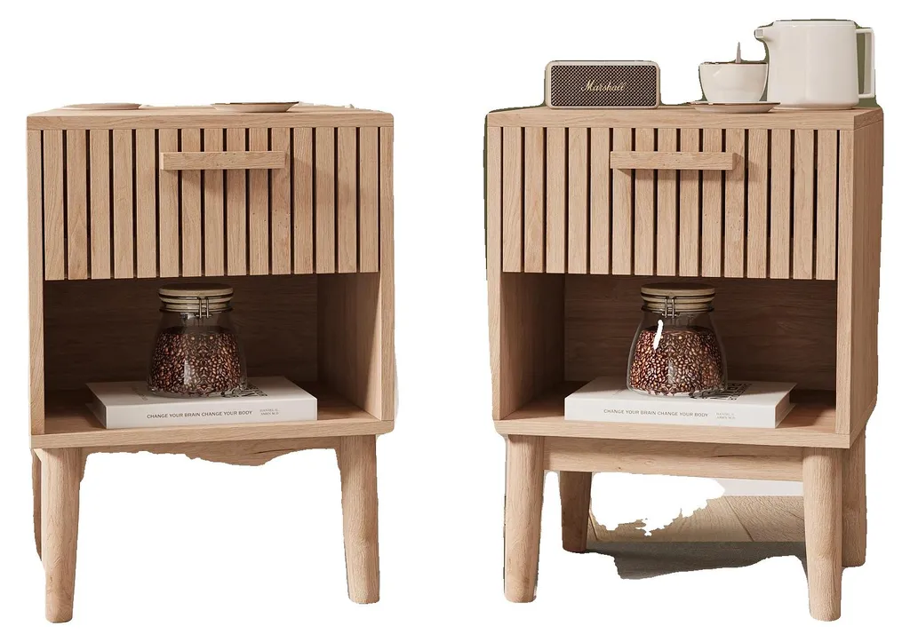 Ensemble meuble TV design et chevets en bois durable pour salon et chambre