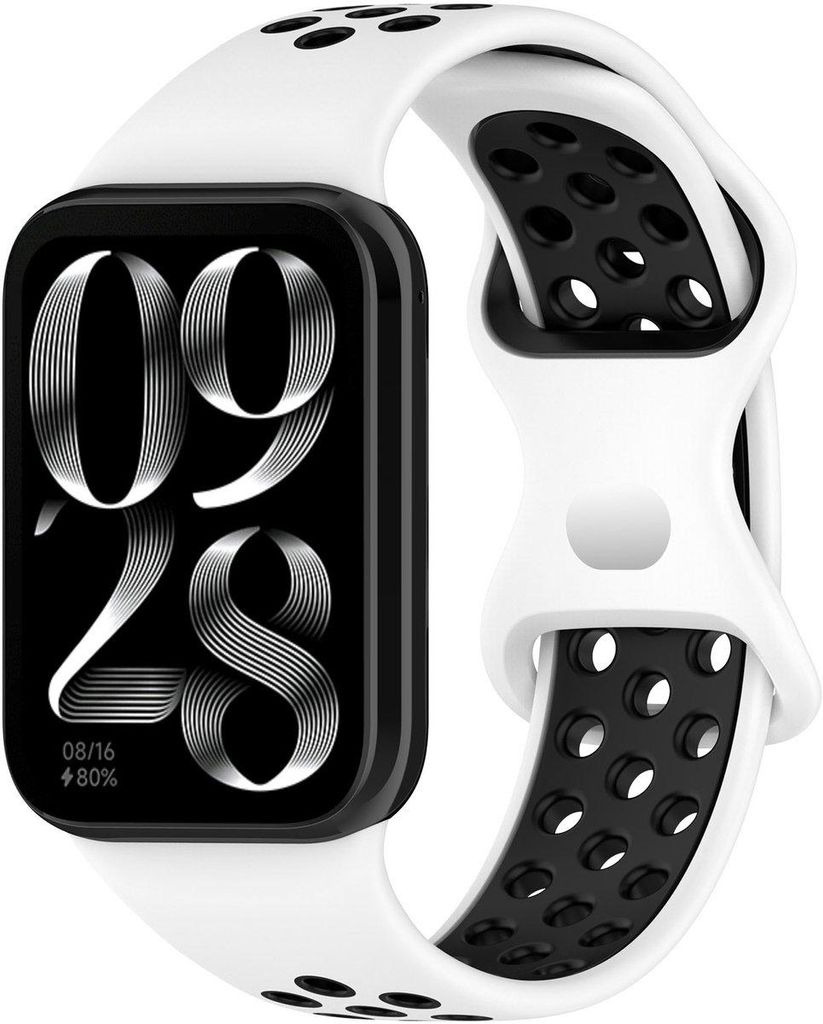 Stravo Sport Silikonarmband – für Xiaomi Smartband 8 Pro/9 Pro & Redmi Watch 4/5/6 – Zweifarbig – Weiß/Schwarz