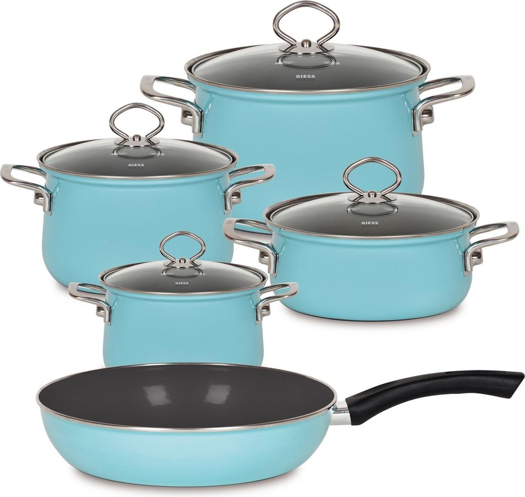 RIESS Topfset Emaille, kristallblau, 5-teilig (1 Set) Produktbild 