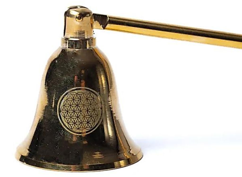 Kerzenlöscher in Goldfarbe „Blume des Lebens“ – 27 cm