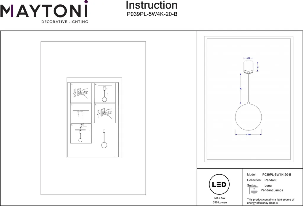 Lampada LED a Sospensione: Trasforma il tuo Living con il Nero Opaco - 5