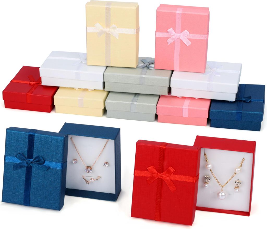 Kurtzy Schmuck Geschenkbox Papier (12Stk) 8,5 x 6,5 x 2,5cm Schmuck Schachtel Geschenkbox 6 Farben - Geschenkschachtel Schmuck Karton Geschenkbox