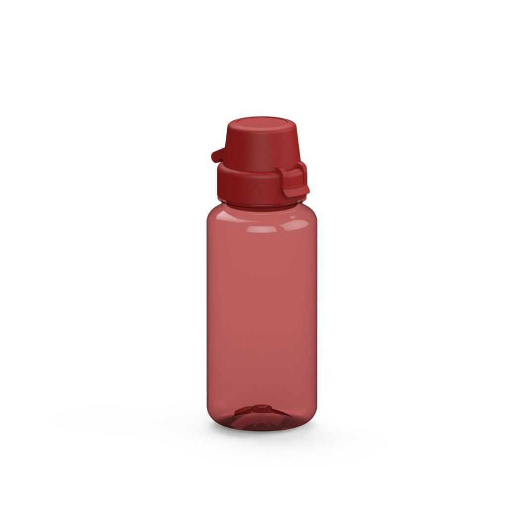 Wasserflasche "School" 400 ml - BPA-freie Trinkflasche aus Tritan für Kinder und Erwachsene mit auslaufsicherem Deckel - transluzent-rot/rot