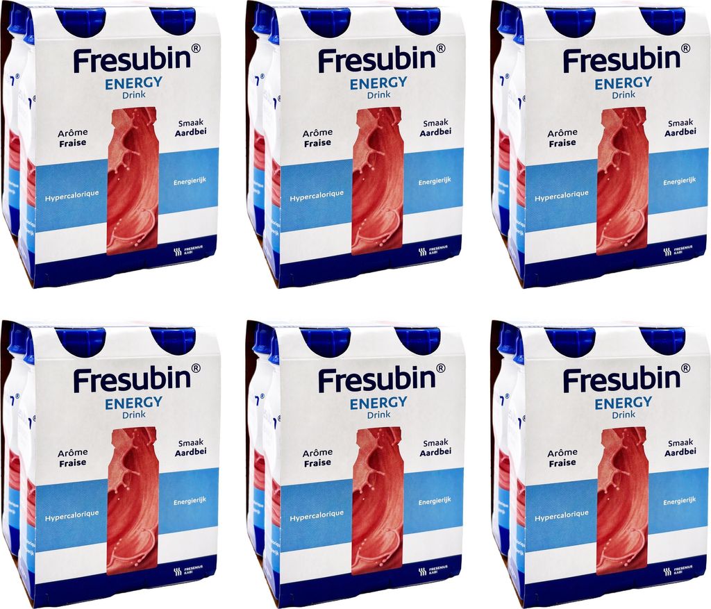 Fresubin ENERGY Drink Erdbeere | Trinknahrung hochkalorischer Energy Drink Erdbeere 6x4x200ml Trinkflasche