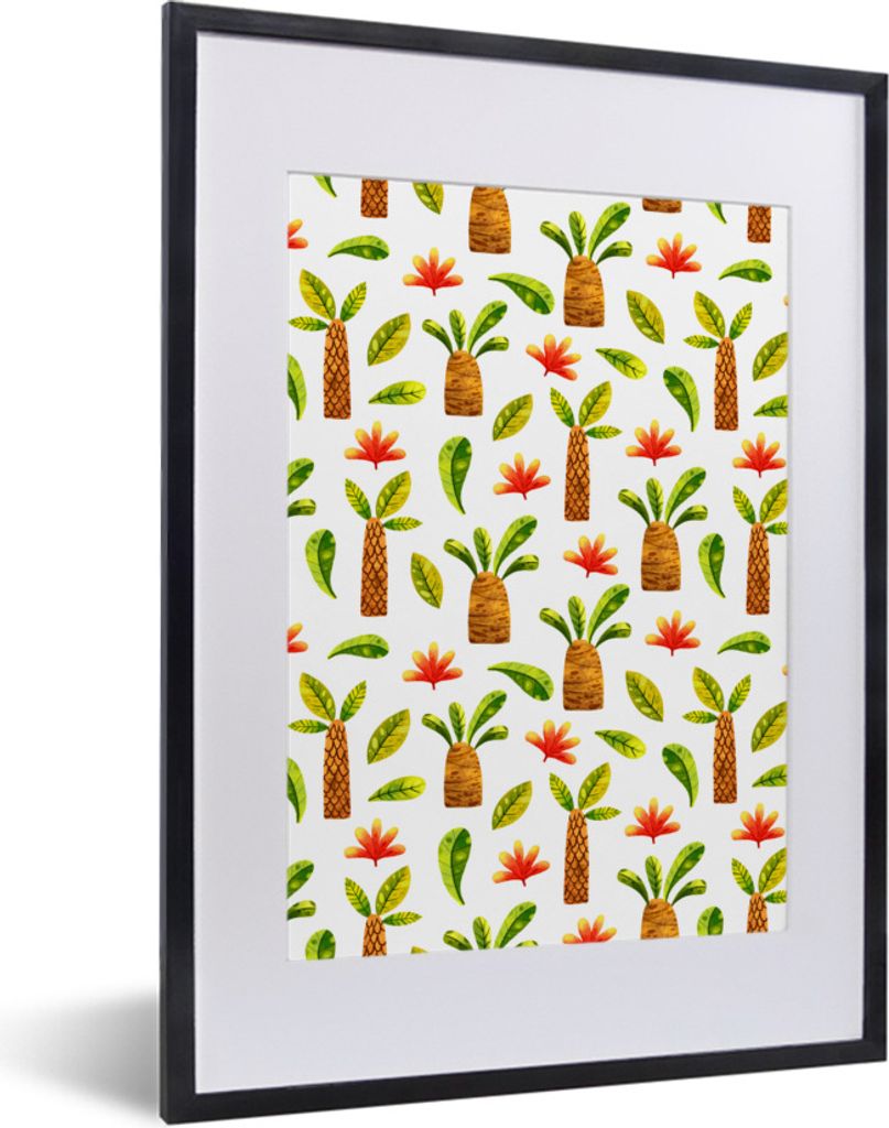 MuchoWow Gerahmtes Poster Dschungel - Palme - Blätter 30x40 cm - Poster mit Schwarzem Bilderrahmen Wandposter Rahmen Foto Bilder - Wandposter Sc...