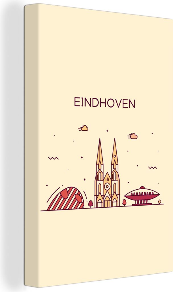 OneMillionCanvasses - Leinwandbilder - 90x140 cm, Niederlande - Skyline - Eindhoven, Wandbilder Kunstdruck Wanddekoration - Foto auf Leinwand - G...
