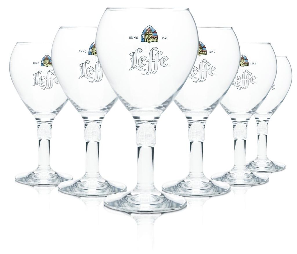 6x Leffe Glas 0,5l Pokal Kelch Tulpe Design-Stiel Bier Produktbild 