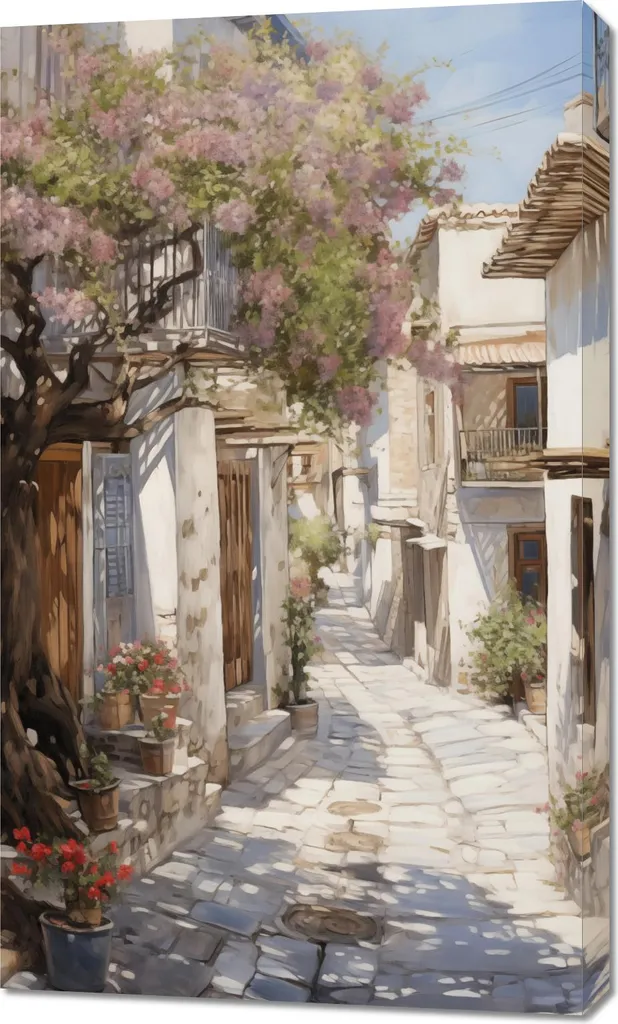 Grand Tableau 60 x 100 cm Vieille Ville : Finition Mate Sans Reflets