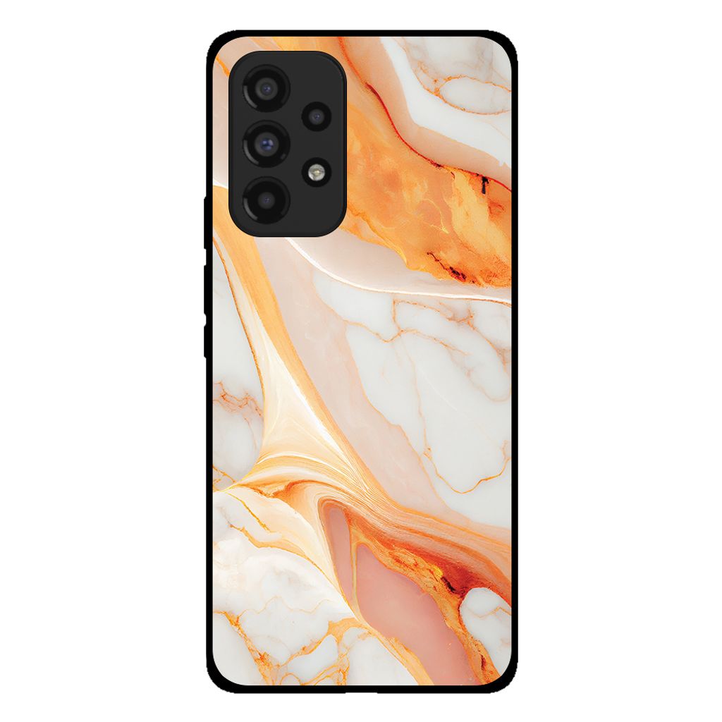 Smartphonica Handyhülle für Samsung Galaxy A53 5G mit Marmordruck - TPU-Hülle mit Marmor-Design - Orange