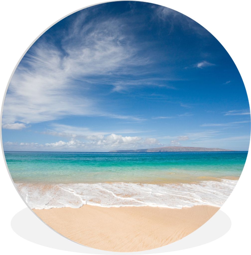 MuchoWow Rundes Wandbild - Runde Bilder Ein tropischer Strand auf Hawaii, an dem die Wellen an Land gespült werden Ø 90 cm Kreis Wanddekoration...
