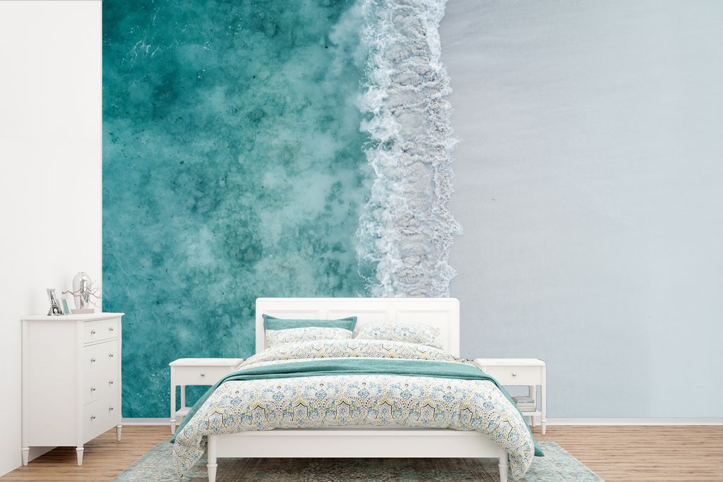 MuchoWow Fototapete für Wohnzimmer oder Schlafzimmer Wandtapete Vinyl Motivtapete Strand - Meer - Wellen - 525x350 cm - Das Hintergrundbild