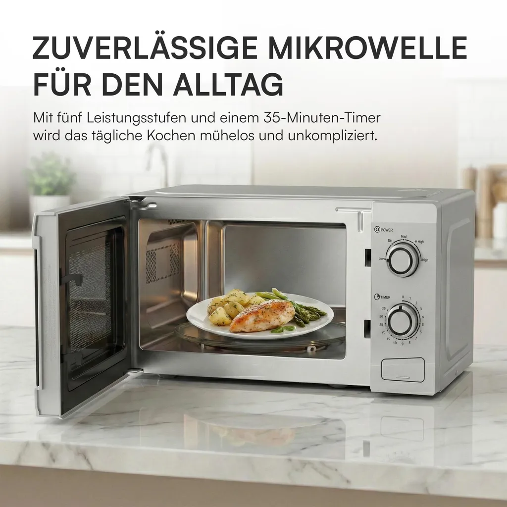 Micro-ondes Heinner HMW-M2035SL 20L 700W Gris Pose Libre Compact - 6