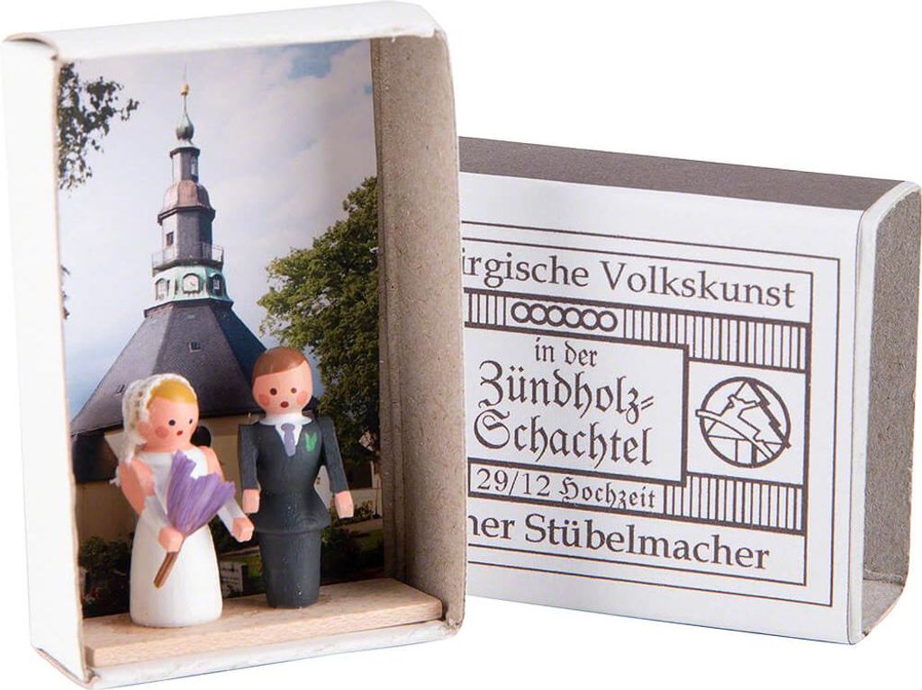 Zündholzschachtel Hochzeit (3,8cm) von Seiffener Stübelmacher