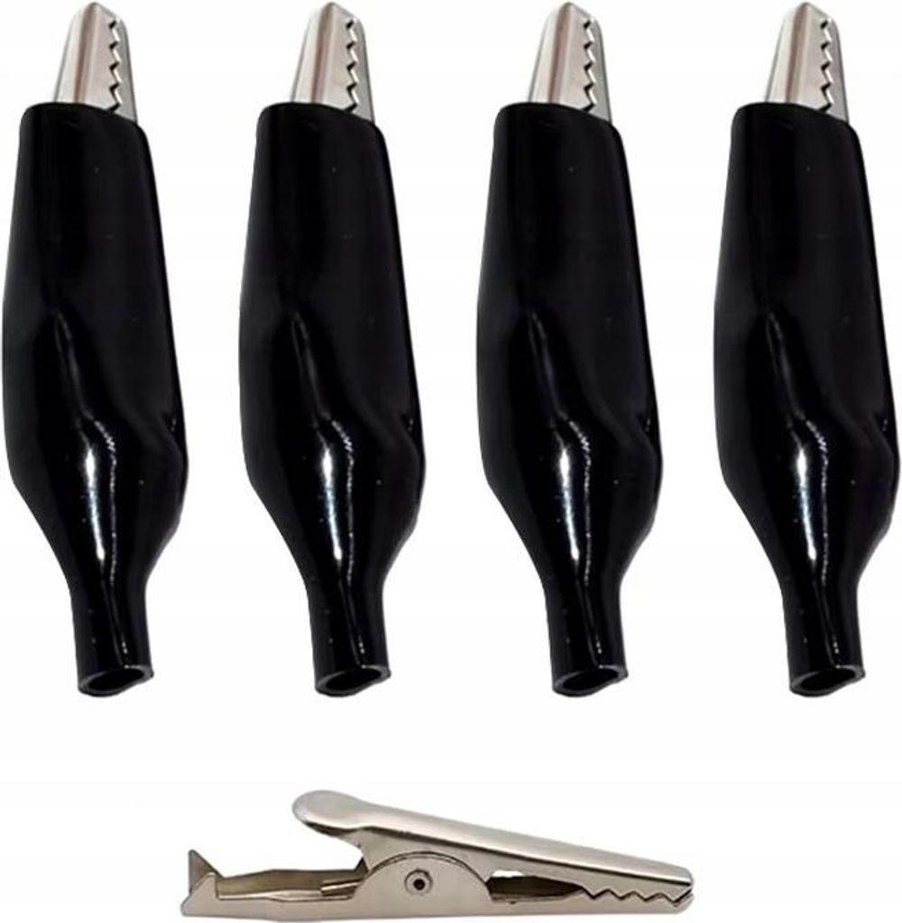 Rosfix Krokodilklemme – Schwarze Krokodilklemmen isoliert 35mm | Gummischutz | Elektronikanwendungen | 4 Stück Set