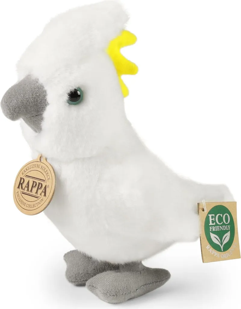 Doudou Oiseau Cacatoès en Peluche Recyclée 17 cm pour Enfants