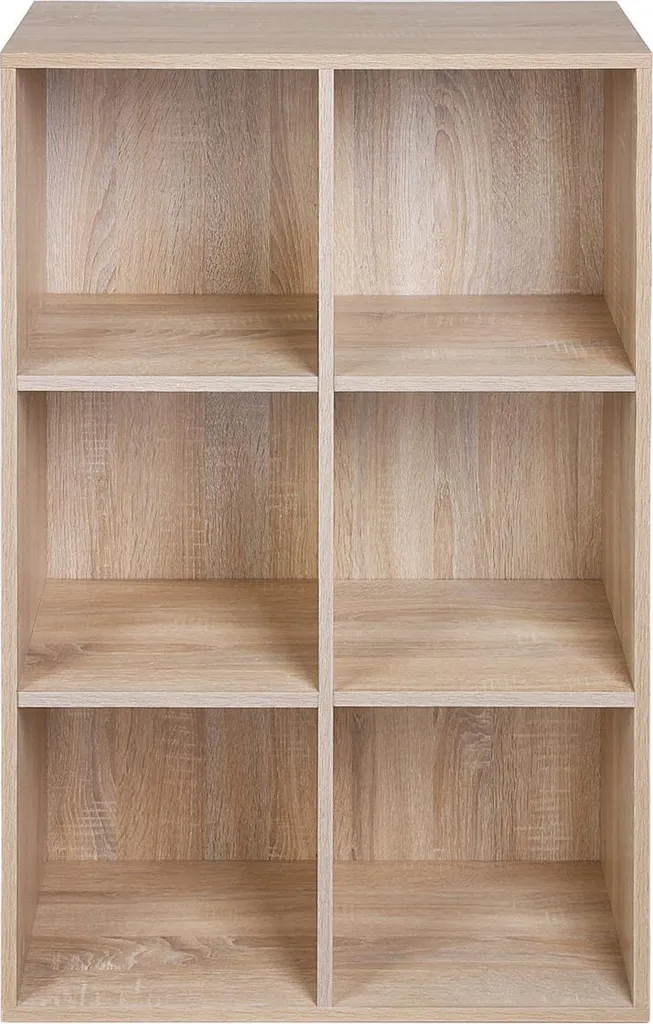 Bibliothèque 6 compartiments bois stable gain de place rangement facile