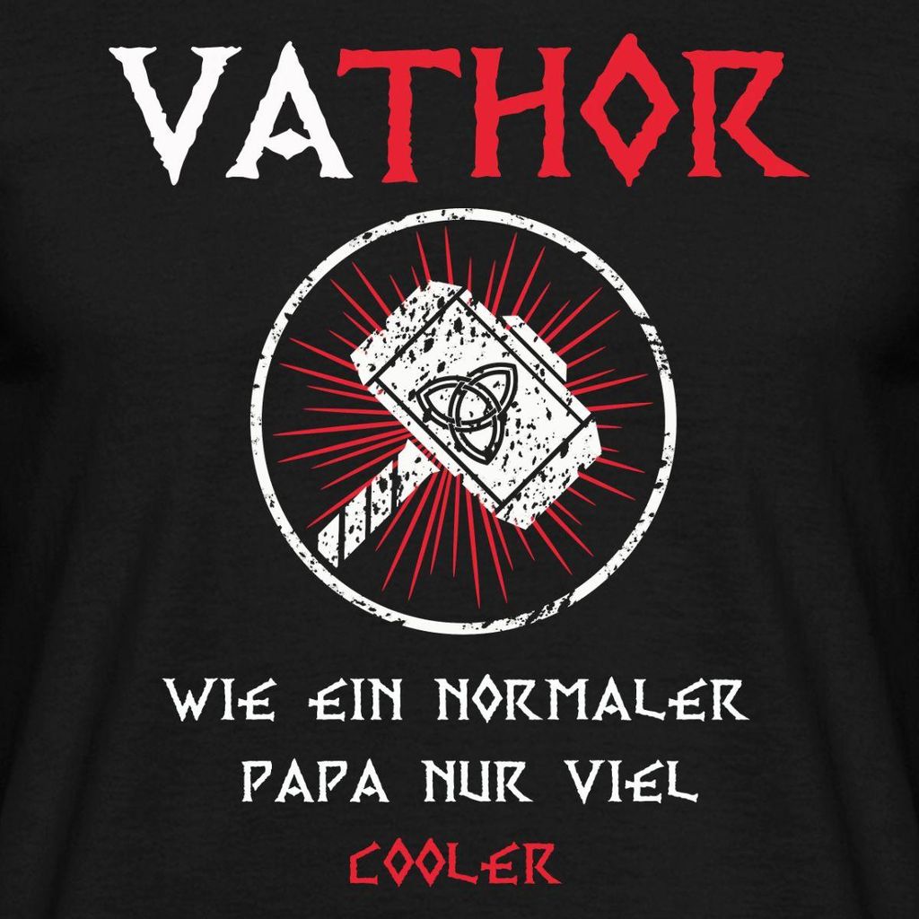 Spreadshirt Vathor Fathor Vatertag Geschenk Thor Hammer Männer T-Shirt, XL, Schwarz