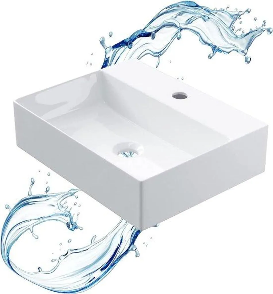Lavabo rectangulaire blanc 46 cm : solution idéale pour petit meuble WC