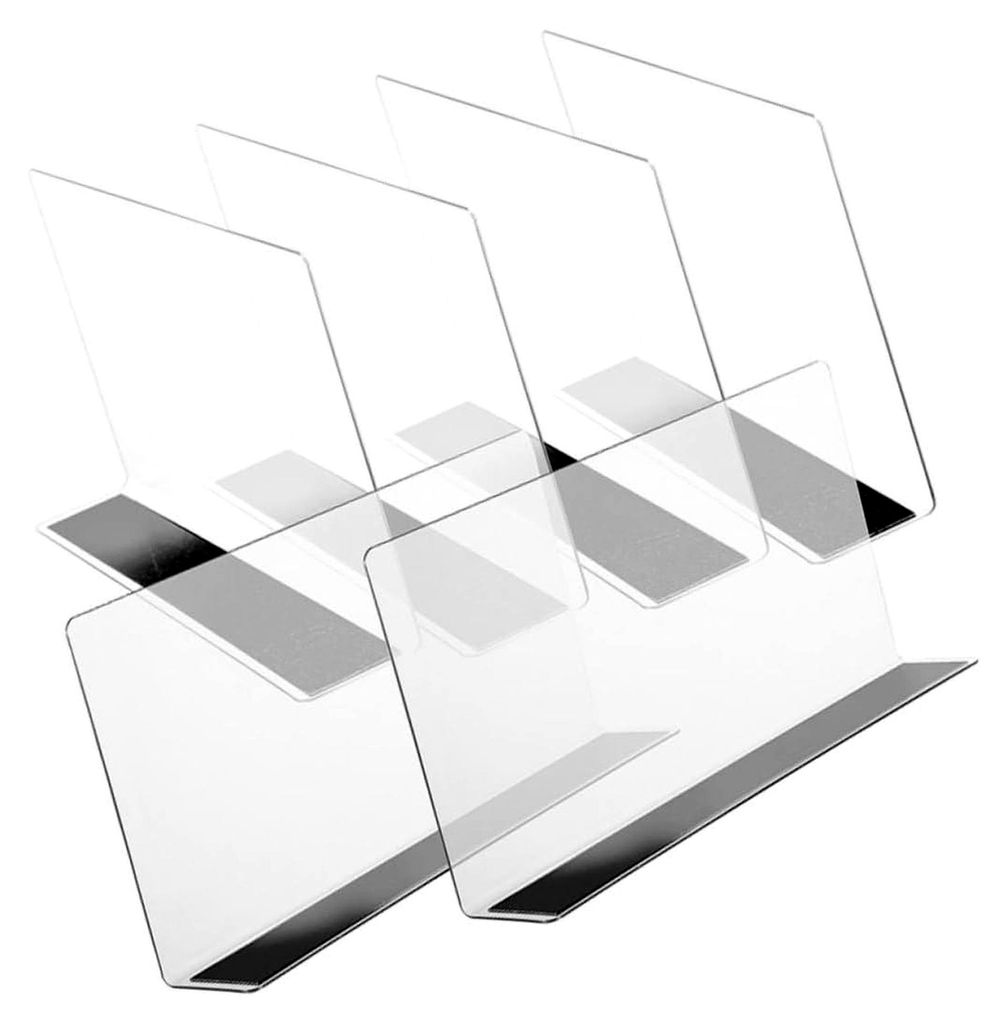 6 Stück transparente L-förmige PVC-Regaltrenner mit Magnet 28cm x 12cm für Supermarkt- und Kleiderschrankorganisation