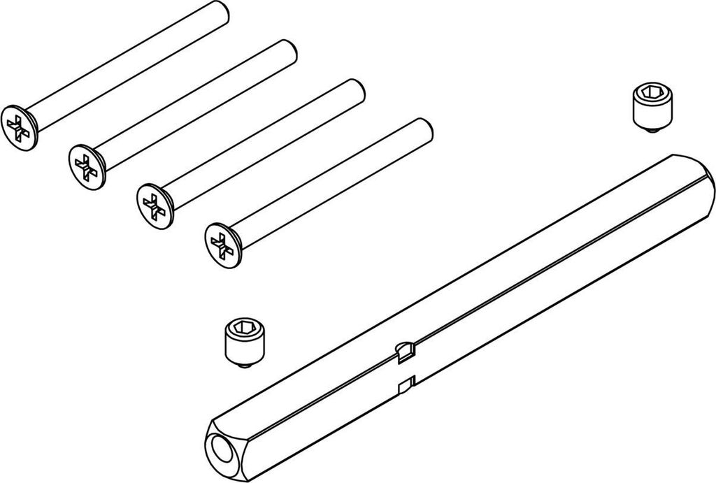 Griffwerk Set für Griffe Klipp -FS Voll-Wechselstift 9x9mm mit Schrauben Stift M12x85mm, Schraubenl.: 50mm, TS 45-50mm