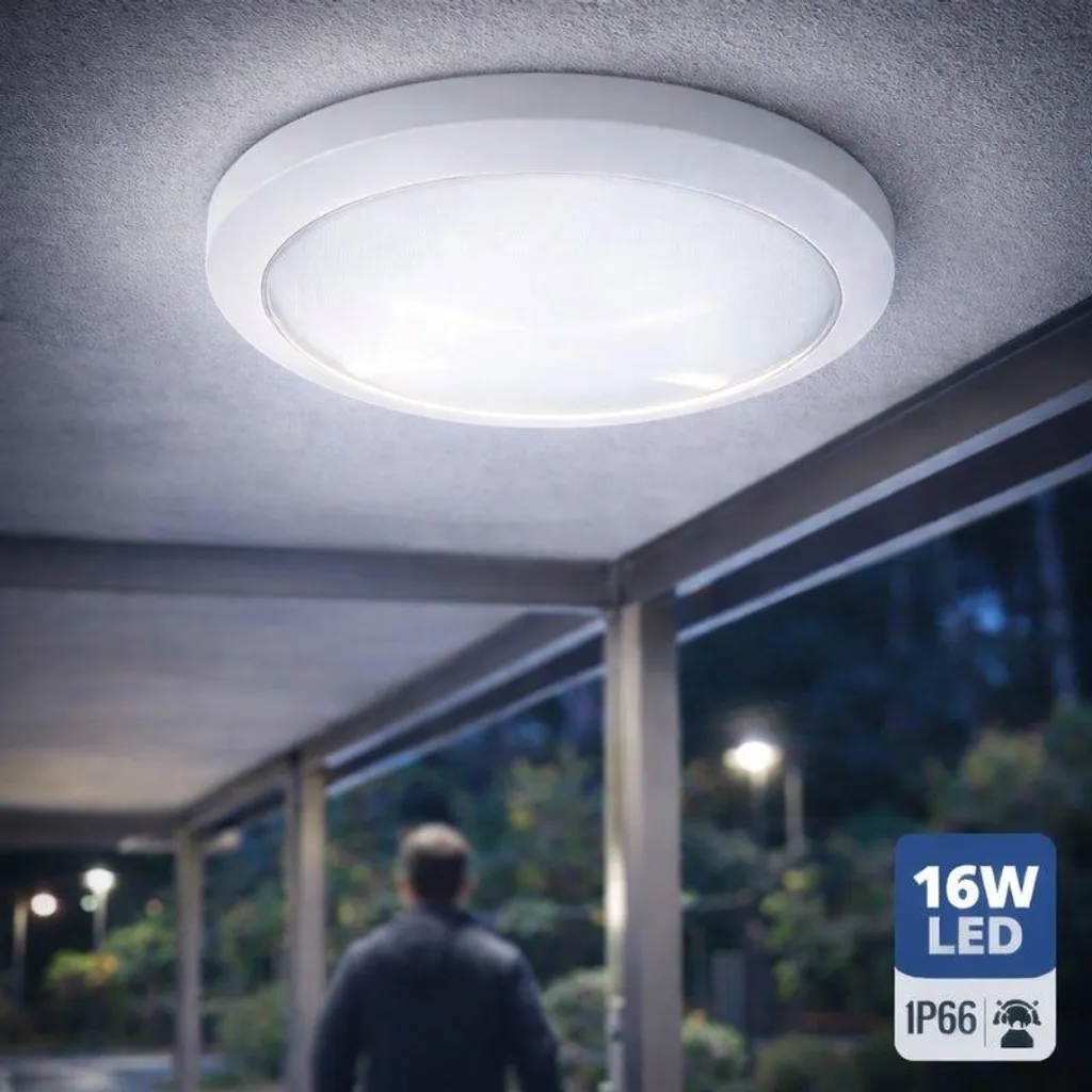 Plafonnier LED Anti-Panne IP66 Détecteur Infrarouge et Secours 16W