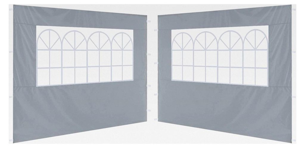 2 Seitenwände mit Fenster für 3x3m und 3x6m Pavillons, Partyzelte, Festzelte | Wasserabweisend, Grau