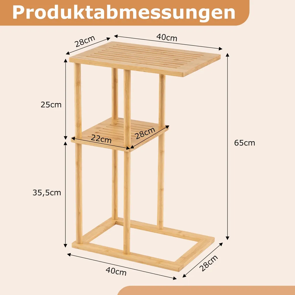 Table d'Appoint Compacte Rectangulaire en Bambou avec Double Rangement - 3