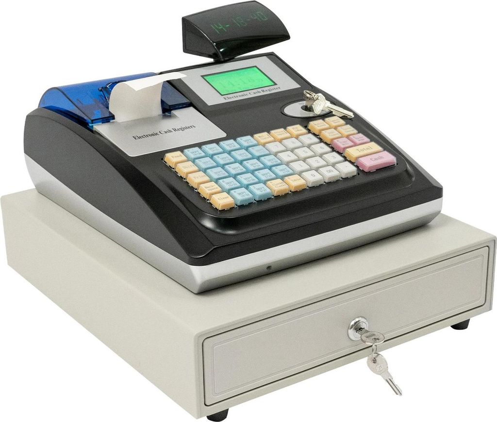 Elektronische Registrierkasse - POS-System - Doppel-LED-Display - 48 Tasten - 36 Abteilungen - 10000 PLU - EU-Stecker - Englisch - Schwarz