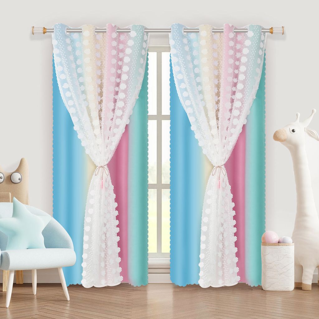 2 Tende Oscuranti Con Occhielli Per Camera Da Letto, 132x213 Cm, Termiche E Insonorizzate, Con Motivo A Stelle Forate, Colore Rosa