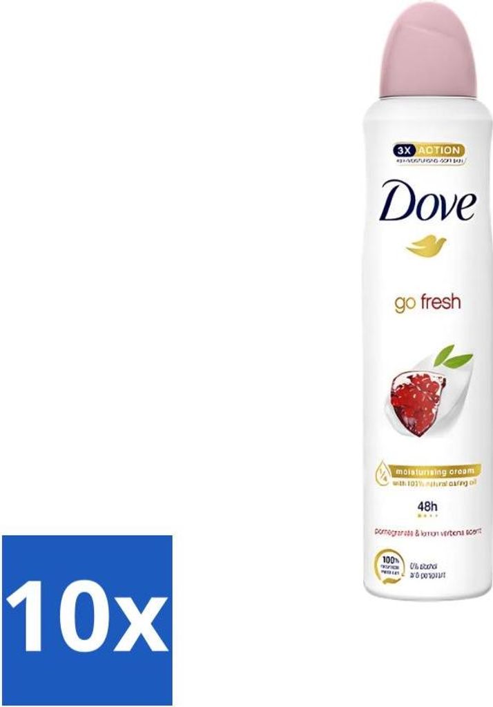 Dove - Deodorant - Spray Go Fresh - Granatapfel - Fruchtiger Duft - 250 ml - Vorteilspack - 10 Stücke
