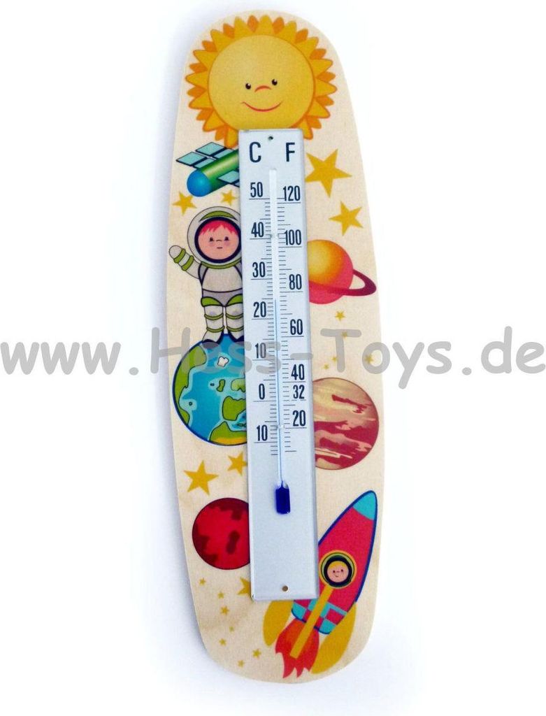 Holzdekoration Thermometer Weltall BxLxH 80x15x255mm NEU Produktbild 