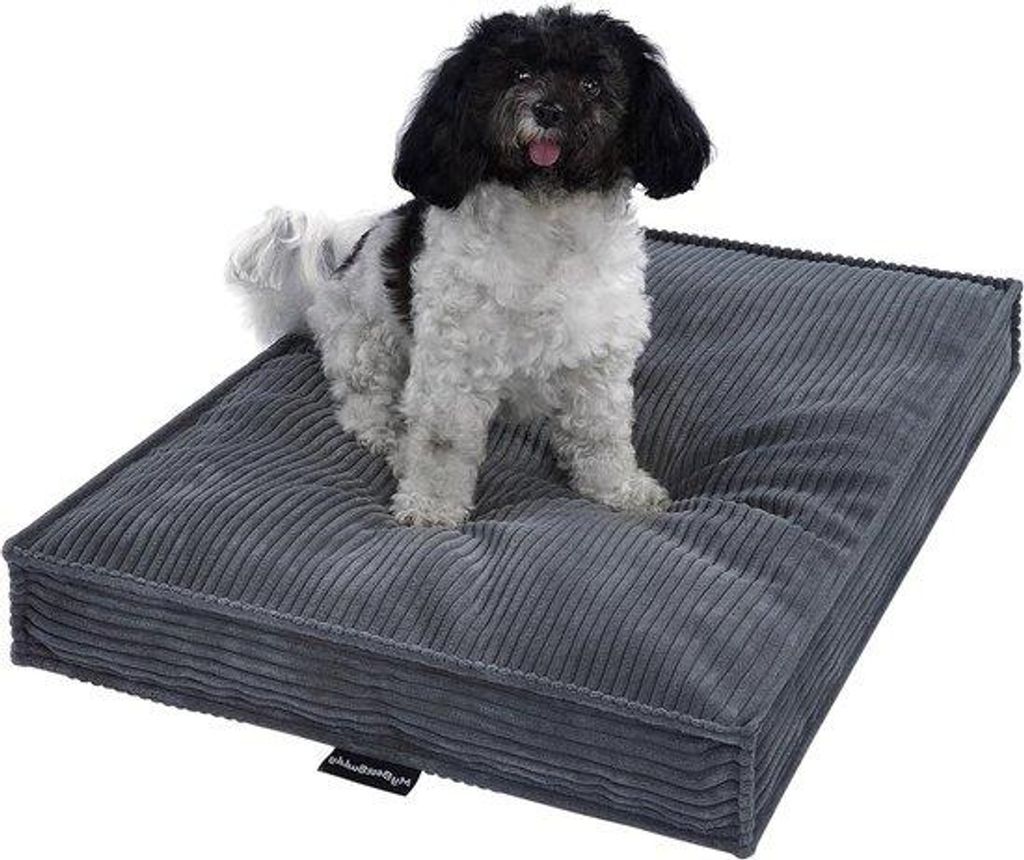 Kleines Tierkissen Visco grau 60x40 cm S aus waschbarer Corduroy-Stoff, wasbar bei 40 °C - für kleine Hunde oder Katzen