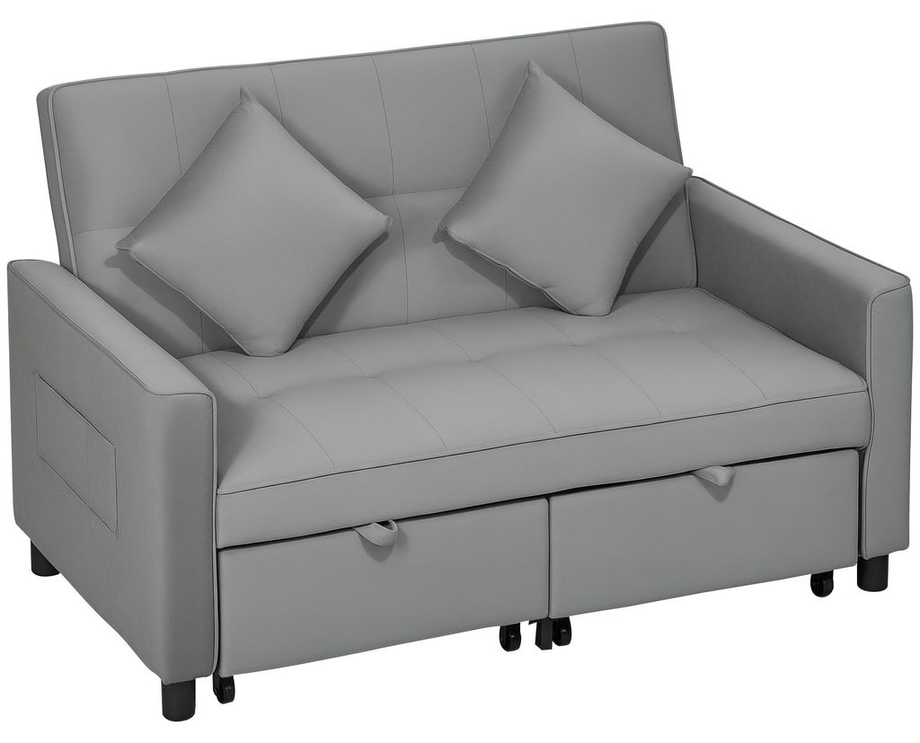 4-in-1 Sofa. Verstellbare Couch. Sofabett. mit Kissen. Stoffbezug. fš¹r Wohnzimmer. Schlafzimmer. Grau
