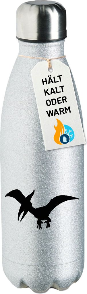 Huuraa Trinkflasche Pteranodon Dinosaurier 500ml Silver Edelstahl Wasserflasche Trinkflasche Geschenkidee