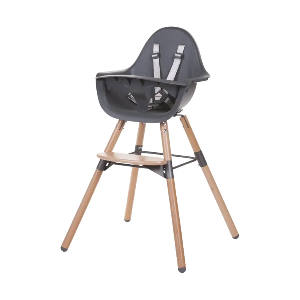 Chaise Evolu 2 anthracite et bois 2 en 1 avec arceau de maintien intégré