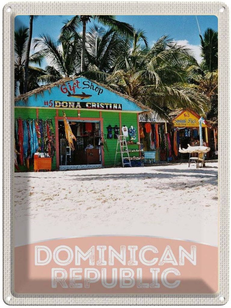 vianmo Blechschild 40x30 cm Dominikanische Republik Strand Shop Bildmotiv Reisemotiv Abenteuer Reisen Urlaub