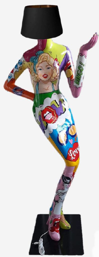 Pop Art Stehlampe als Frauenfigur 180cm hoch Dekorationsfigur/Beleuchtung - GFK - vergrößert - für innen