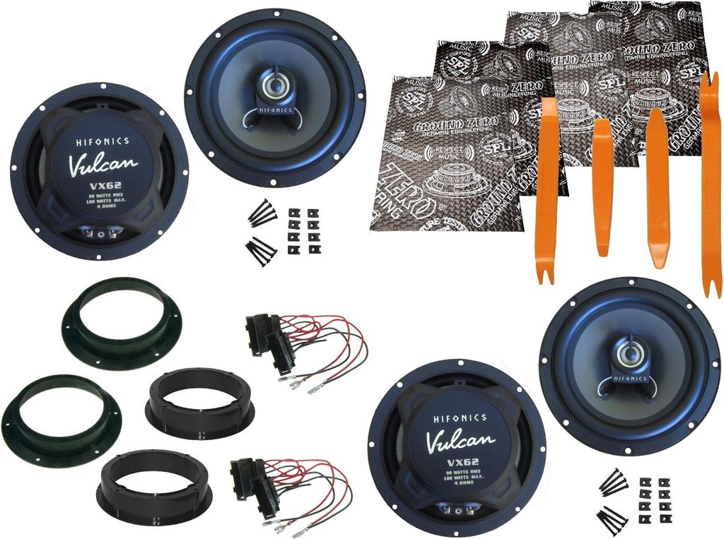 Hifonics Boxen für VW Jetta 1K5 1KM Bj 05-10 Tür vorne hinten Dämmmatte Bügel