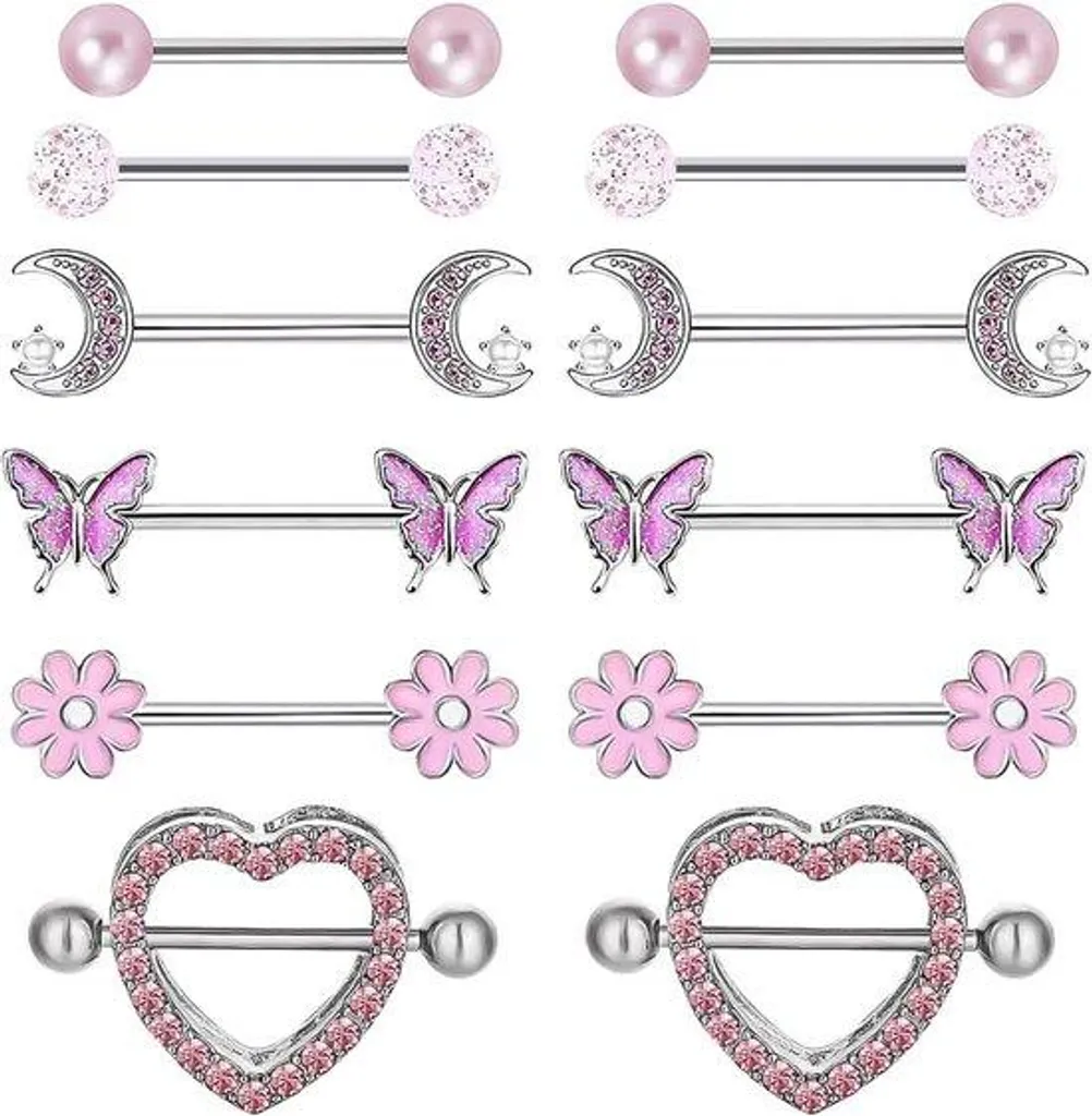 Piercings en acier rose pour femme à porter au quotidien ou en fête