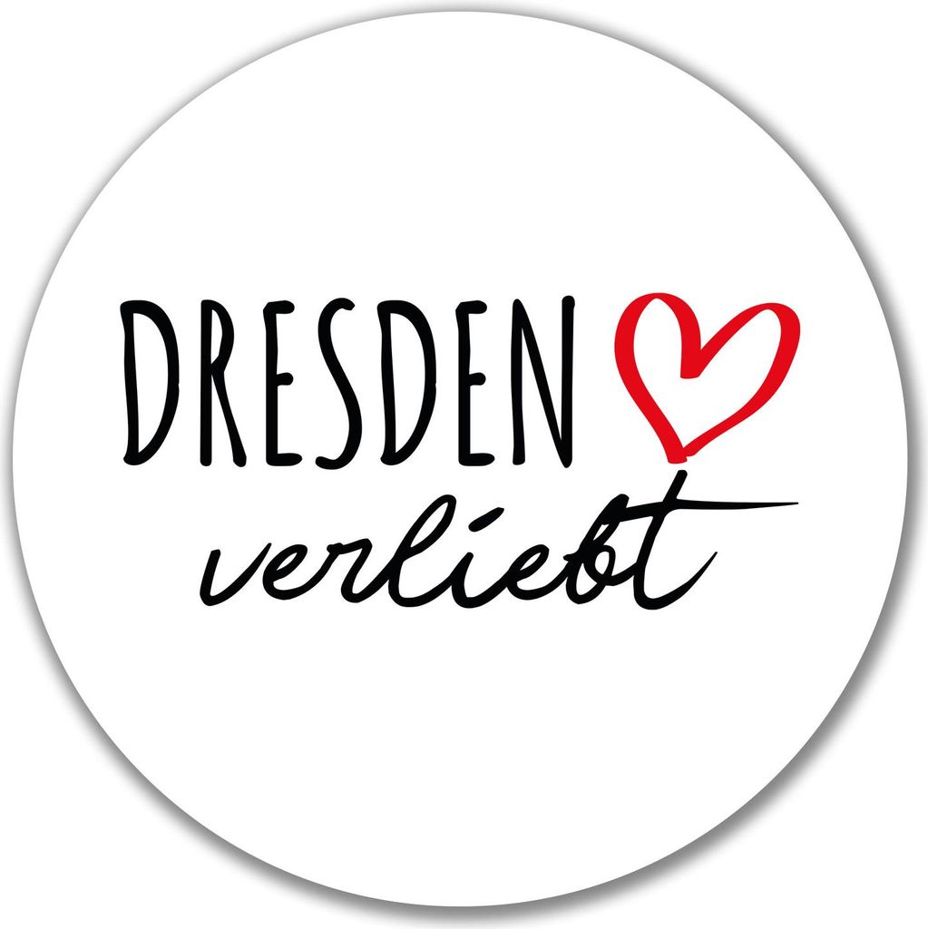 Huuraa Aufkleber Dresden verliebt 10cm rund Sticker Geschenkidee