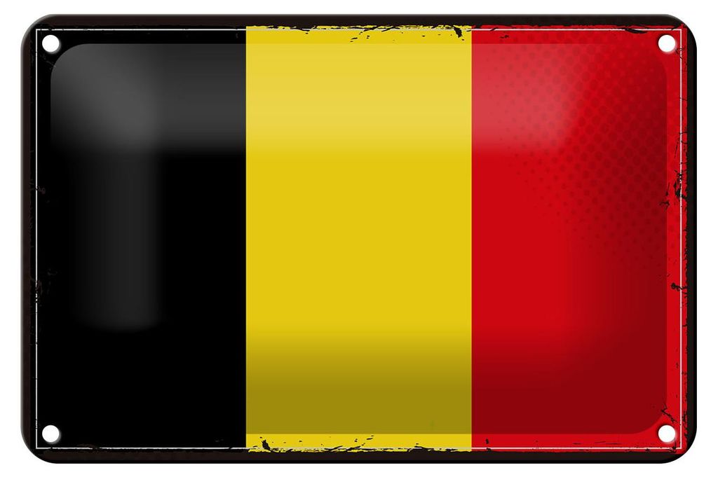 Blechschild Flagge Belgien 18x12cm Retro Flag of Belgium