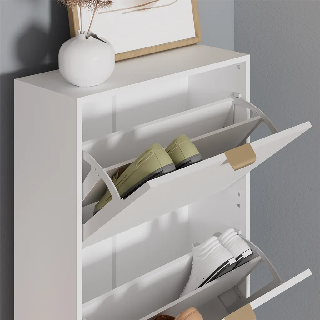 Scarpiera Vicco Helge Bianco 60x128.5 cm | 3 Scomparti Salvaspazio