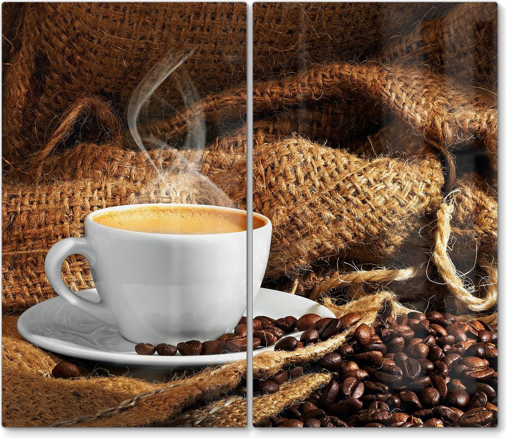 DEQORI Herdabdeckplatte Glas 2-tlg 'Espresso Eleganz' Abdeckplatte Küche Glaskeramikkochfeld Herd