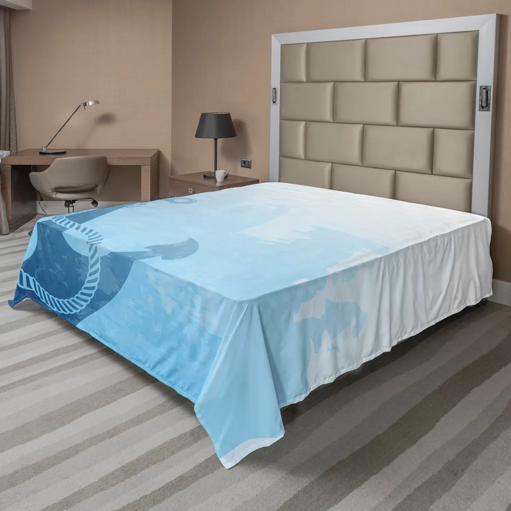 Drap de lit doux et stable motif ancres marines monochrome 244x205cm